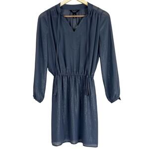 White House Black Market Dress Womens 0P Gray Shimmer Mini Quiet Luxury Modest